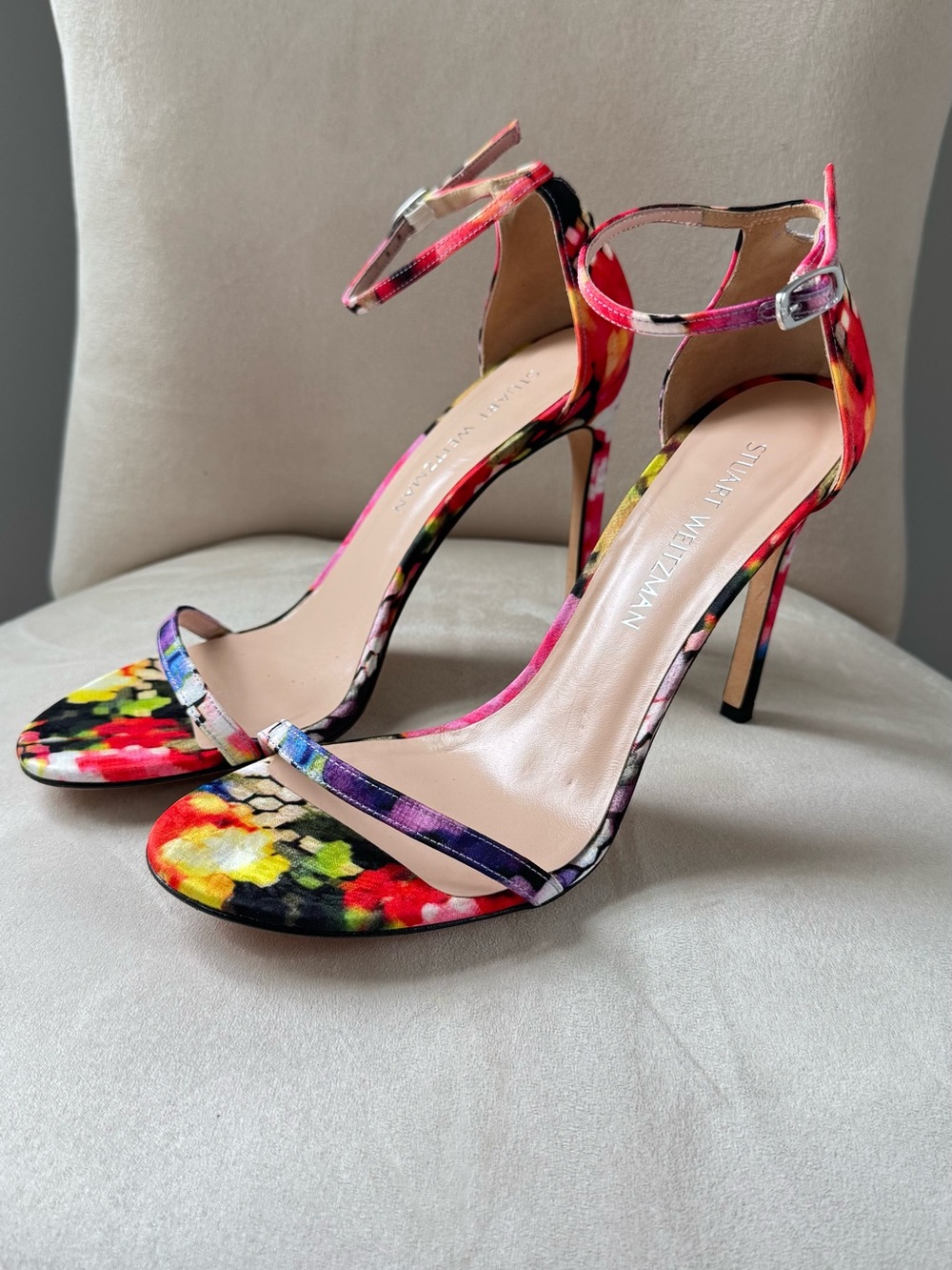 Stuart Weitzman Women’s Multicolor Floral Ankle-Strap Sandals